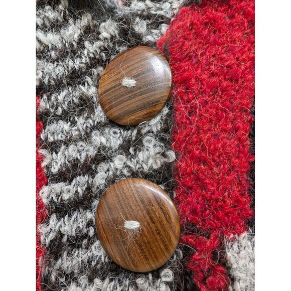 Tabask Patchwork Cardigan Handmade Alpaca Wool Lagenlook Sweater Jacket Size S - Picture 7 of 10